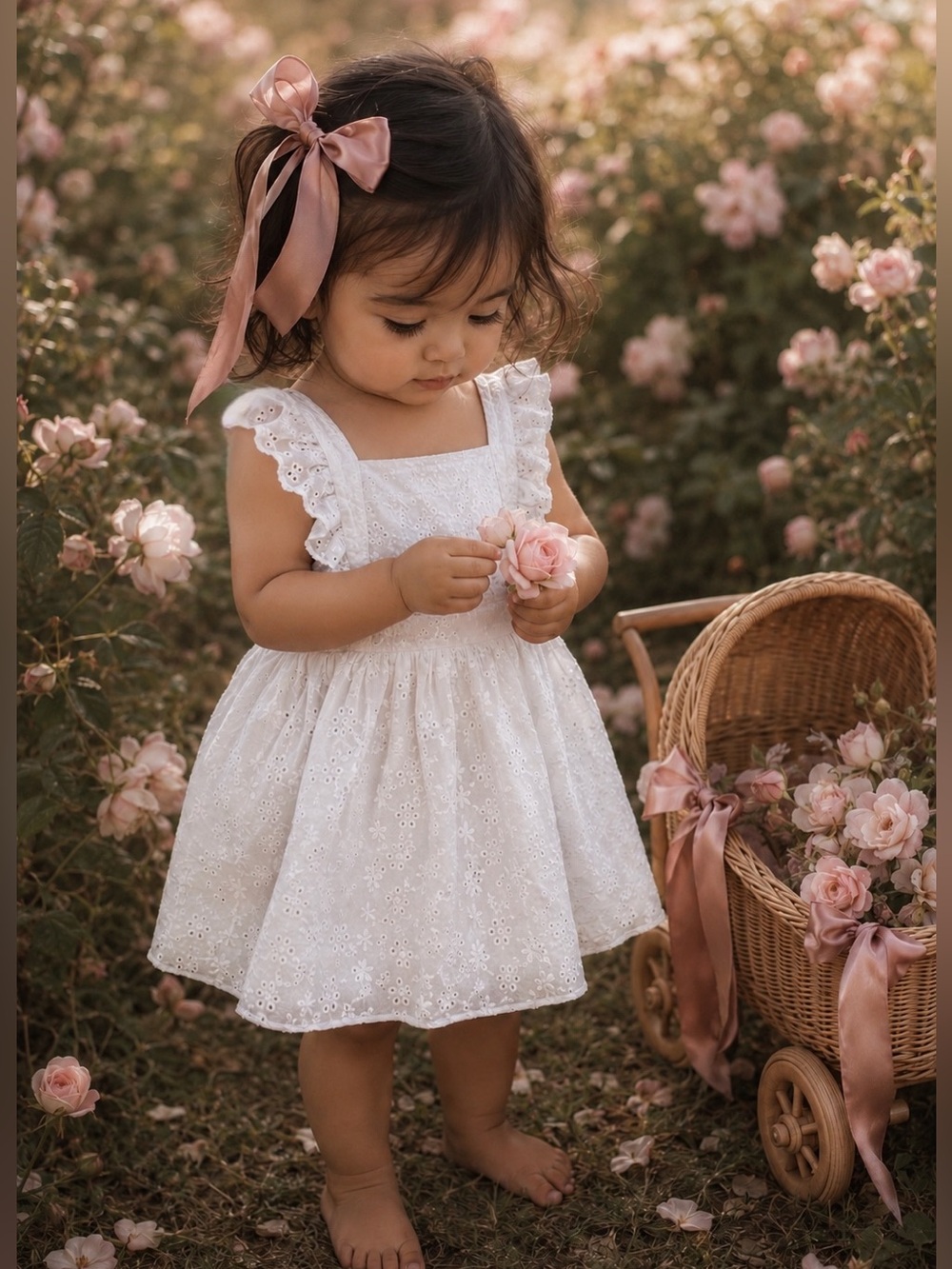 New Darling Eyelet Flutter Strap Crisscrossing Back Pinafore Romper Dress